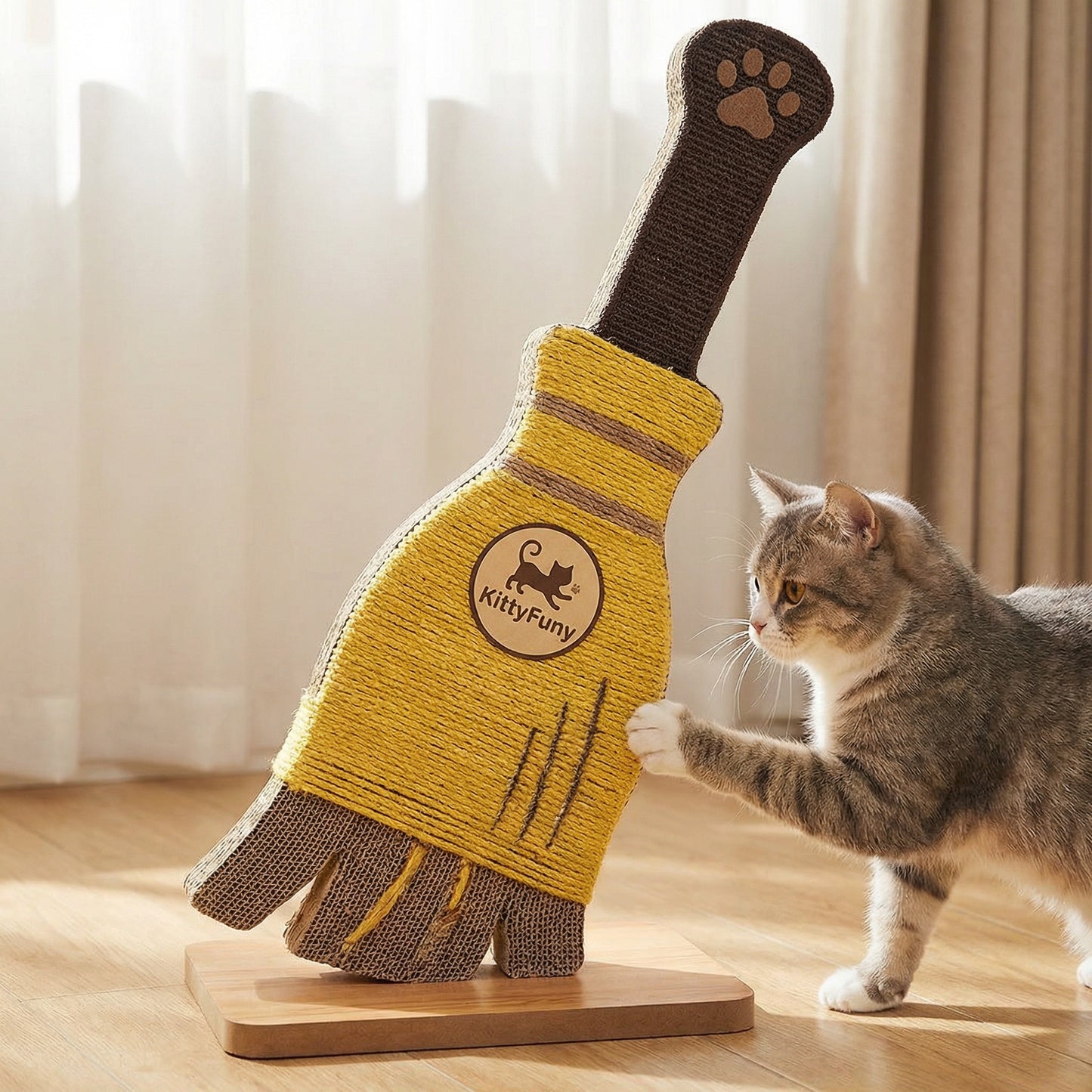🧹 kittyfuny® Flying Broom Cat Kicker – Interactive Kick & Wrestle Toy for Biting, Hugging & Playtime Fun