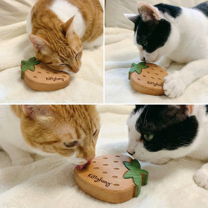 kittyfuny® Strawberry Catnip Wooden Chew Toy｜Natural Dental Chewing & Stress Relief Toy for Cats